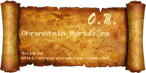 Ohrenstein Marióra névjegykártya
